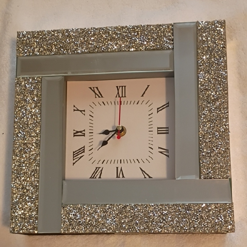 Silver Glitter Wall Clock
